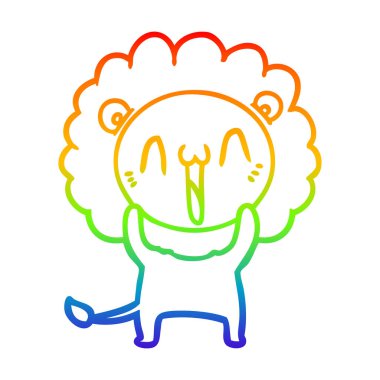 gökkuşağı degrade çizgi çizim mutlu karikatür aslan