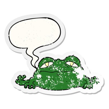 karikatür çirkin kurbağa ve konuşma balonu sıkıntılı etiket