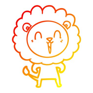 sıcak degrade çizgi çizim gülen aslan karikatür