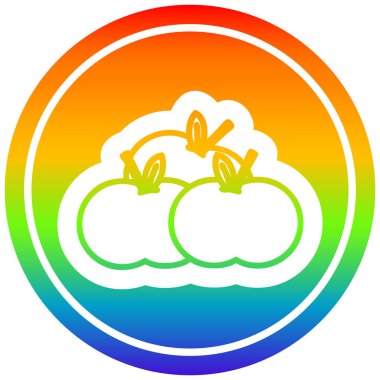 gökkuşağı spektrumunda dairesel elma yığını