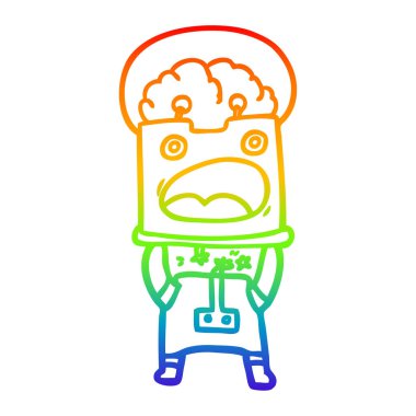 gökkuşağı degrade çizgi çizim karikatür robot