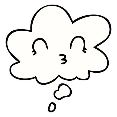 mutlu karikatür yüz ve düşünce balonu