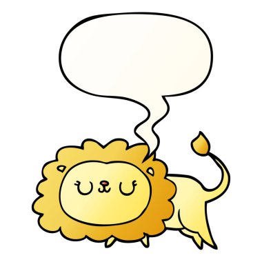 karikatür aslan ve konuşma balonu pürüzsüz degrade tarzında