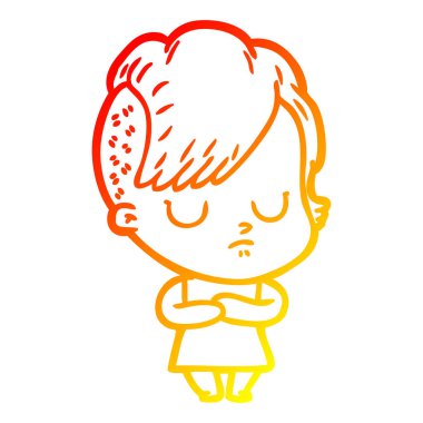 sıcak degrade çizgi çizim karikatür kadın