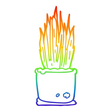 gökkuşağı gradyan çizgi çizim karikatür ev bitki