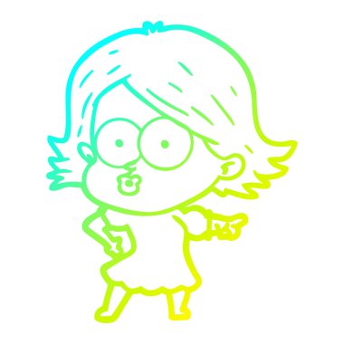 soğuk degrade çizgi çizim karikatür kız somurtma