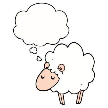 karikatür koyun ve düşünce balonu