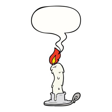 karikatür ürkütücü eski mum ve konuşma balonu