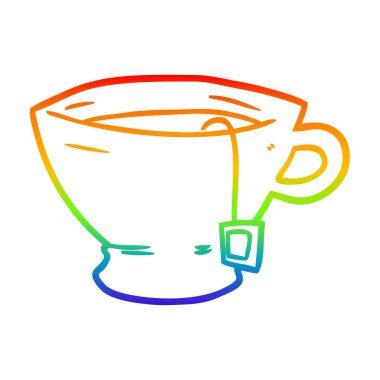 gökkuşağı degrade çizgi çay fincan çizim