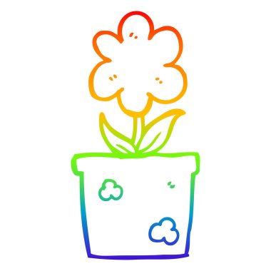 gökkuşağı degrade çizgi çizim sevimli karikatür çiçek