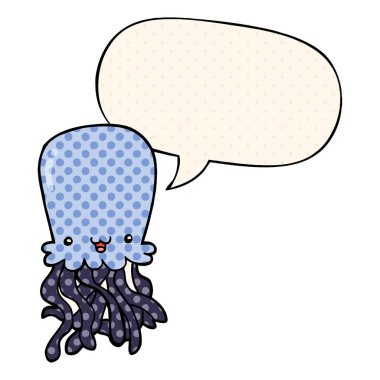 çizgi film ahtapot ve çizgi roman tarzında konuşma balonu