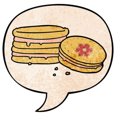 retro doku tarzıkarikatür bisküvi ve konuşma balonu