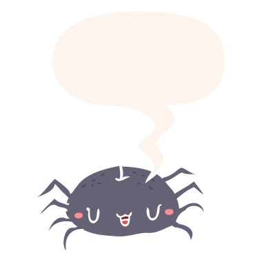 retro tarzında karikatür halloween örümcek ve konuşma balonu