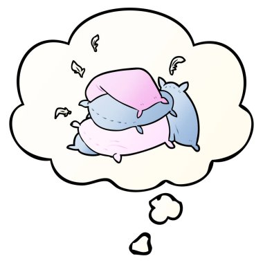 karikatür yastık ve pürüzsüz degrade tarzında düşünce balonu