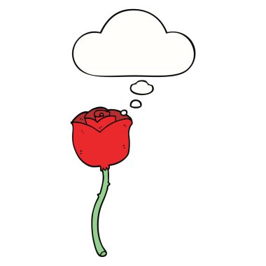 karikatür gül ve düşünce balonu