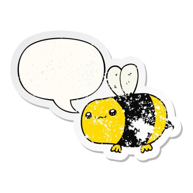 karikatür arı ve konuşma balonu sıkıntılı etiket