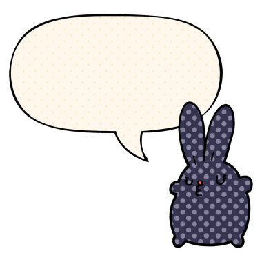 çizgi roman tarzında sevimli karikatür tavşan ve konuşma balonu