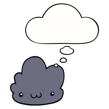 sevimli karikatür bulut ve düşünce balonu