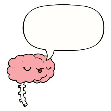 mutlu karikatür beyin ve konuşma balonu