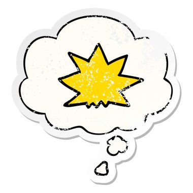 karikatür patlama ve sıkıntılı yıpranmış sticke olarak kabarcık düşünce