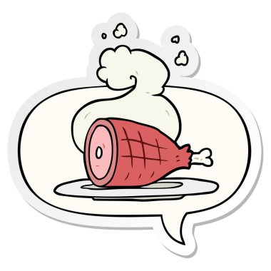 karikatür pişmiş et ve konuşma kabarcık etiket