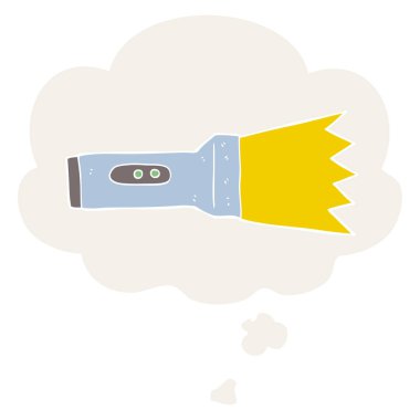 karikatür meşale ve retro tarzında düşünce balonu