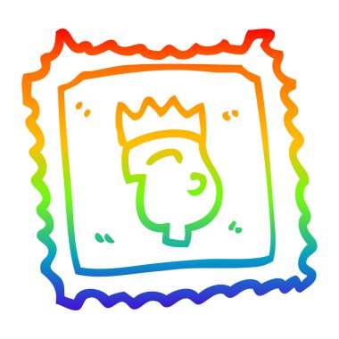 gökkuşağı gradyan çizgi kraliyet yüzü ile karikatür damga çizim