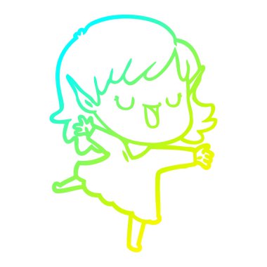 soğuk degrade çizgi çizim karikatür elf kız