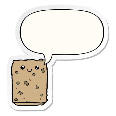 karikatür bisküvi ve konuşma kabarcık etiket