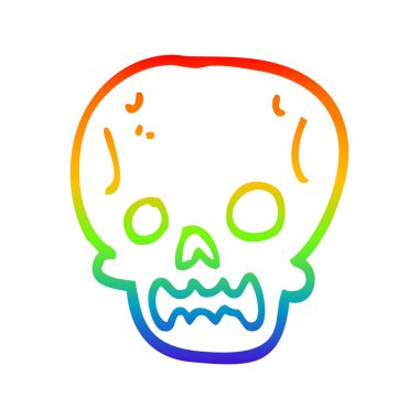 gökkuşağı gradyan çizgi çizim karikatür halloween kafatası