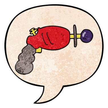 retro doku tarzında karikatür ışın silah ve konuşma balonu