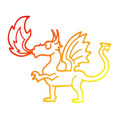 sıcak degrade çizgi çizim karikatür kırmızı ejderha