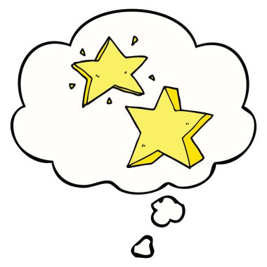 çizgi film yıldızı ve düşünce balonu