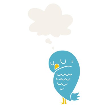 retro tarzında karikatür kuş ve düşünce balonu