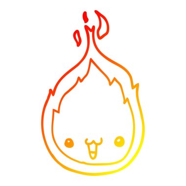 sıcak degrade çizgi sevimli karikatür alev çizim