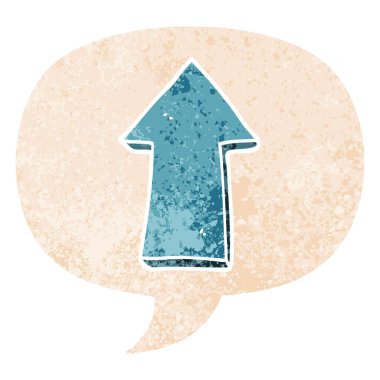 retro dokulu tarzda karikatür ok ve konuşma balonu