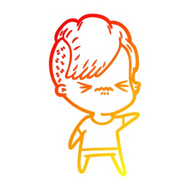 sıcak degrade çizgi çizim karikatür rahatsız hipster kız