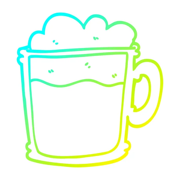 Cold gradient line drawing cartoon foamy latte — Stock Vector