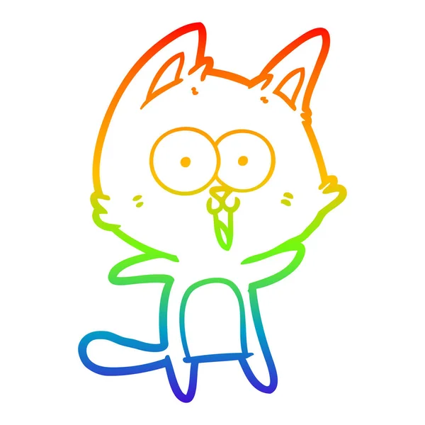 Arco iris gradiente línea dibujo divertido dibujos animados gato — Archivo Imágenes Vectoriales