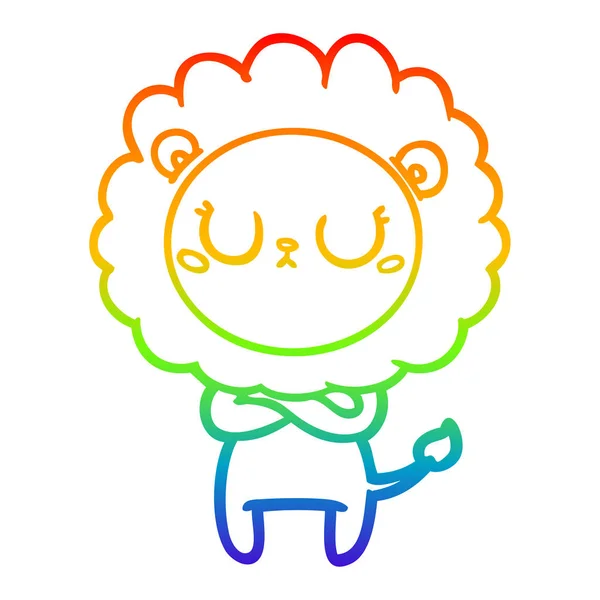 Rainbow gradient ligne dessin dessin lion — Image vectorielle