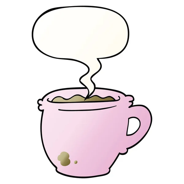 Dessin animé tasse chaude de café et bulle d'expression en dégradé lisse s — Image vectorielle