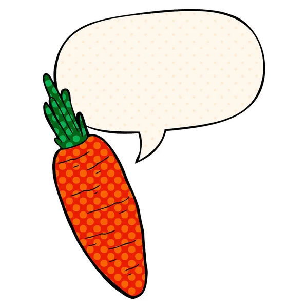 Морковь и речевой пузырь в стиле комиксов — стоковый вектор