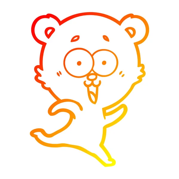 Varm gradient linje ritning skrattande Teddy Bear Cartoon — Stock vektor