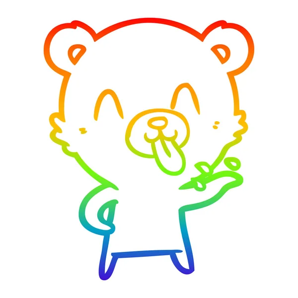 Rainbow gradient linje ritning oförskämd tecknad Bear — Stock vektor