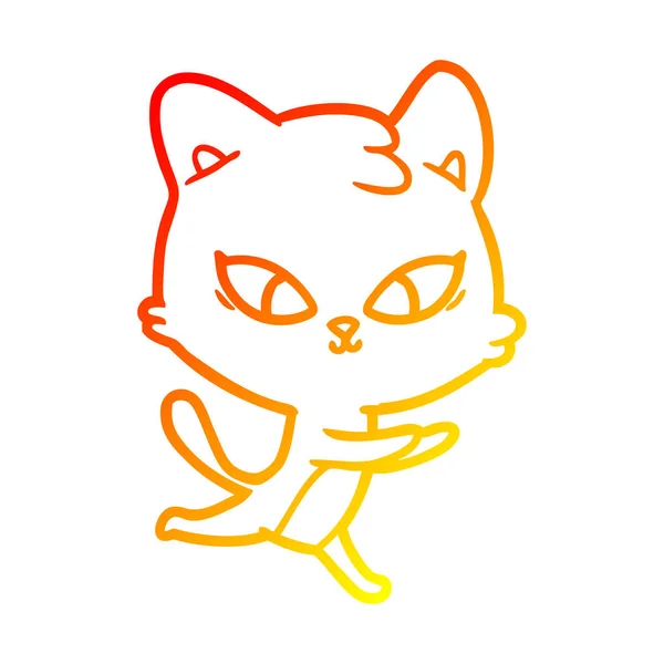 Čára teplého přechodu kreslení roztomilá Kreslená kočka — Stockový vektor