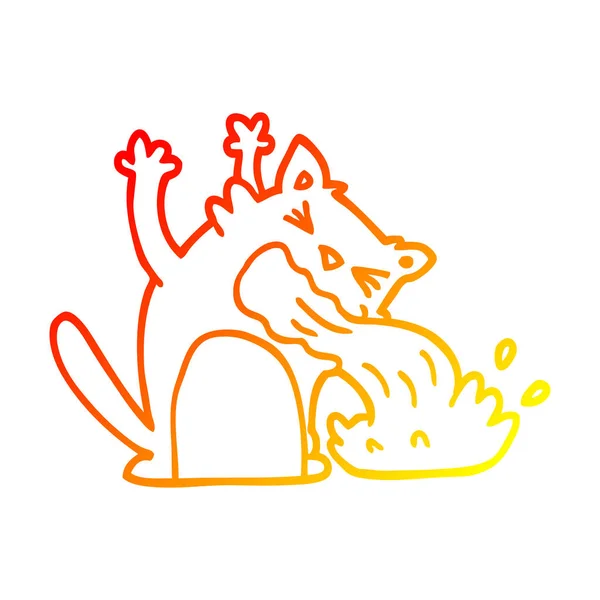 Hasta bir kedi sıcak degrade çizgi çizim karikatür — Stok Vektör