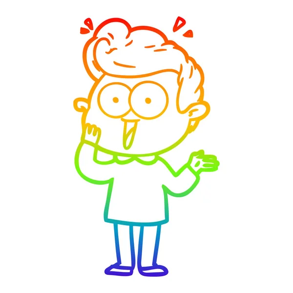 Linea gradiente arcobaleno disegno cartone animato guardando l'uomo — Vettoriale Stock
