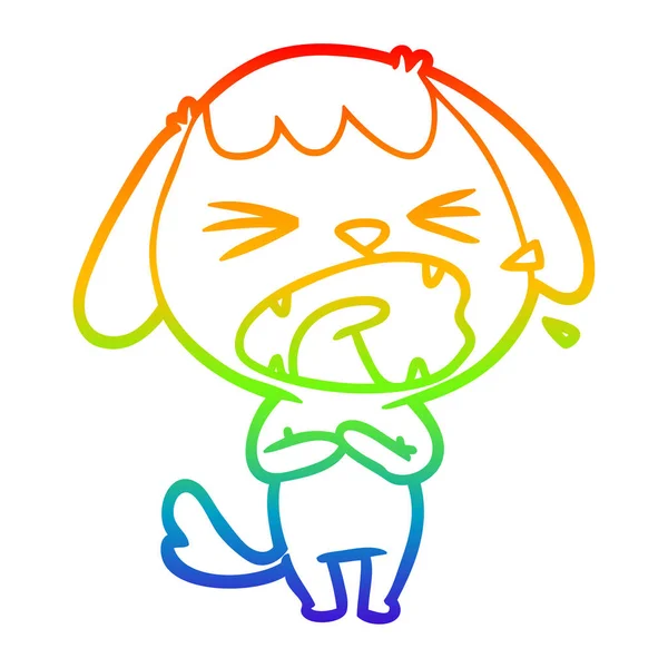 Arco iris gradiente línea dibujo lindo dibujos animados perro — Vector de stock