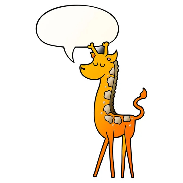 Cartoon Giraffe en Speech bubble in gladde gradiënt stijl — Stockvector