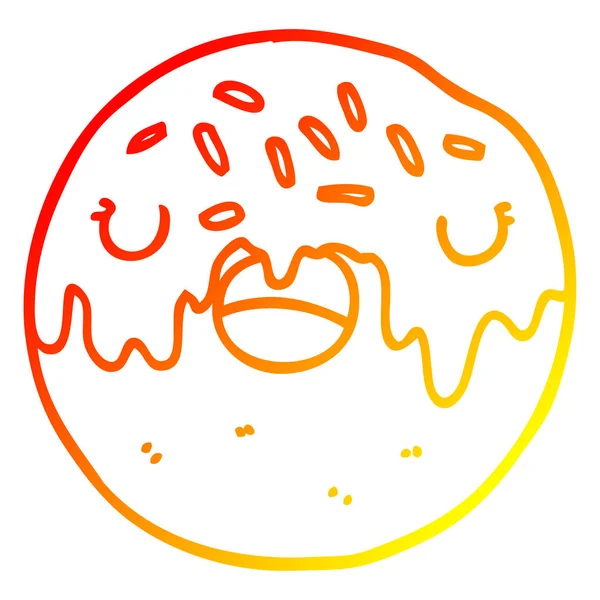 Gradient chaud dessin ligne donut dessin animé — Image vectorielle